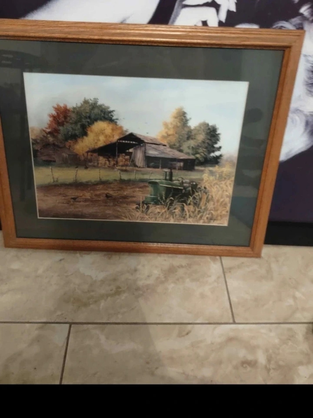 Source Unknown Rustic Barn Landscape Art Print in Green and Brown